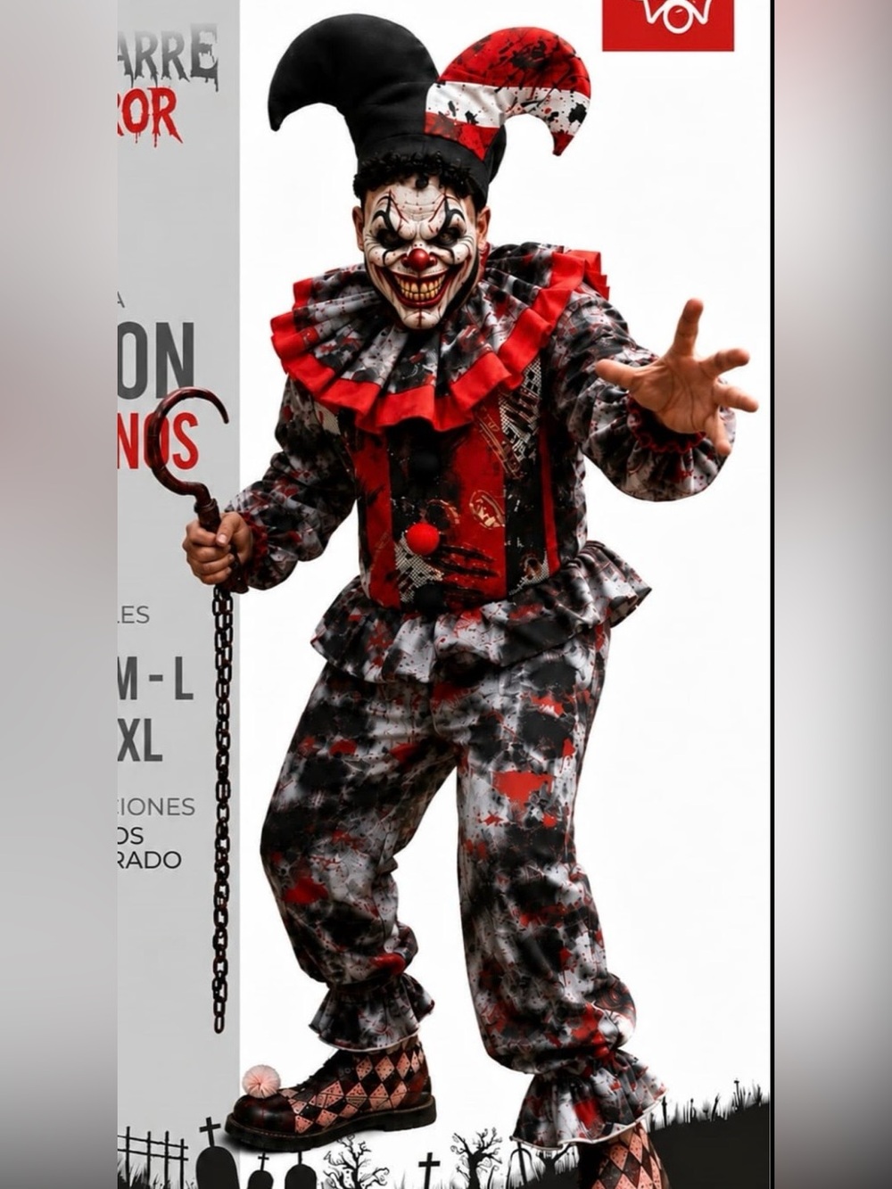 Scary killer Clown Men Costume - only the suit  NOT included mask or hat